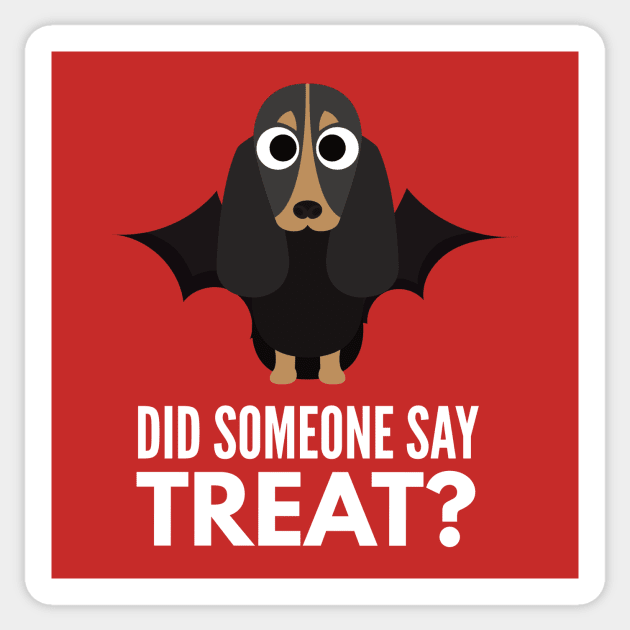 Black and Tan Coonhound Halloween Trick or Treat Sticker by DoggyStyles